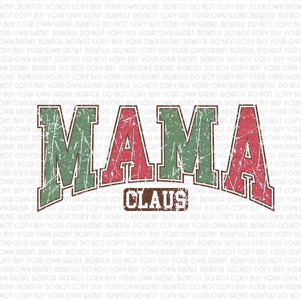 Mama Claus DTF (Direct to Film) Transfers, Christmas DTF Transfer Ready to Press