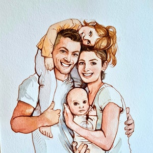 Personalized Mother&#39;s Day Gift, Custom Family Portrait Painting Anniversary Gift, Custom Watercolour Portrait, Family Portrait, Wedding Gift