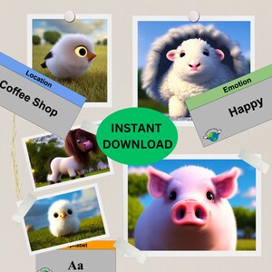 Dramatize meu mundo Flash Cards e Animal Prints, Download instantâneo, Flashcards infantis e Animal prints.