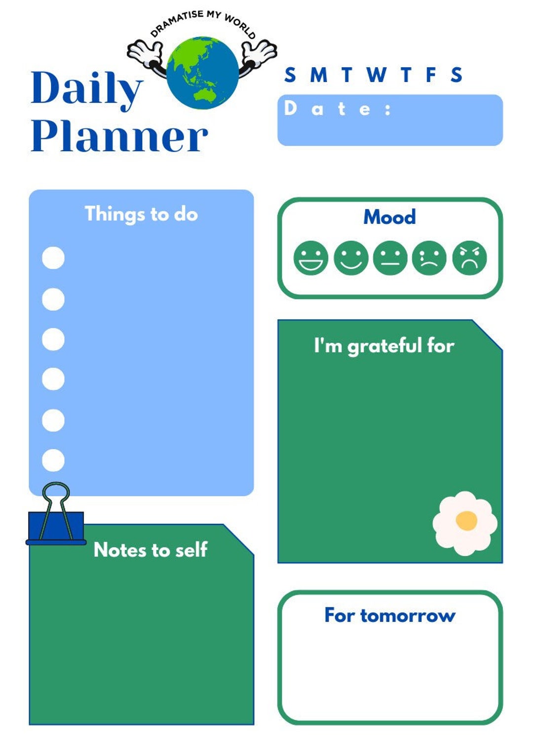 Planner- Daily, Weekly, Monthly, Dramatise My World, Printable Planner ...