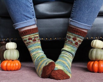 Patrón de calcetines para recoger calabazas