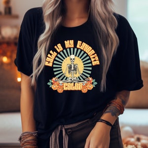 Fall Is My Favorite Color Bella Canvas Unisex Jersey Short Sleeve V-Neck. Skeleton, Yoga, Floral, Hippie, Groovy, Retro, Trendy Celestial