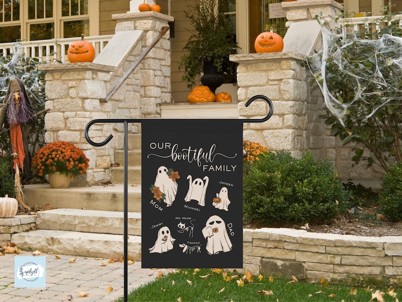 Personalized Halloween Garden Flag Custom With Kids Names Gift