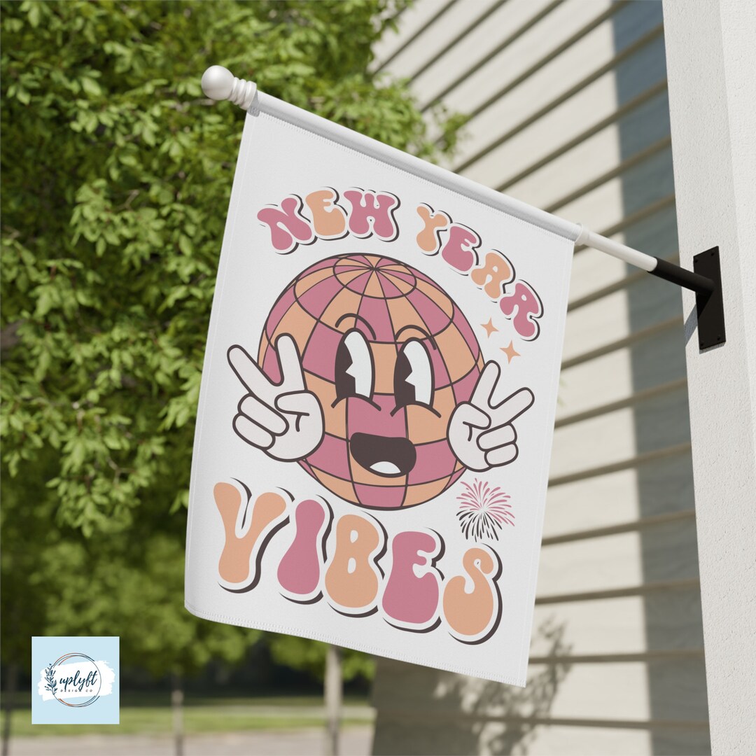 New Year Vibes Retro Disco Ball Garden Flag or House Flag Double Sided