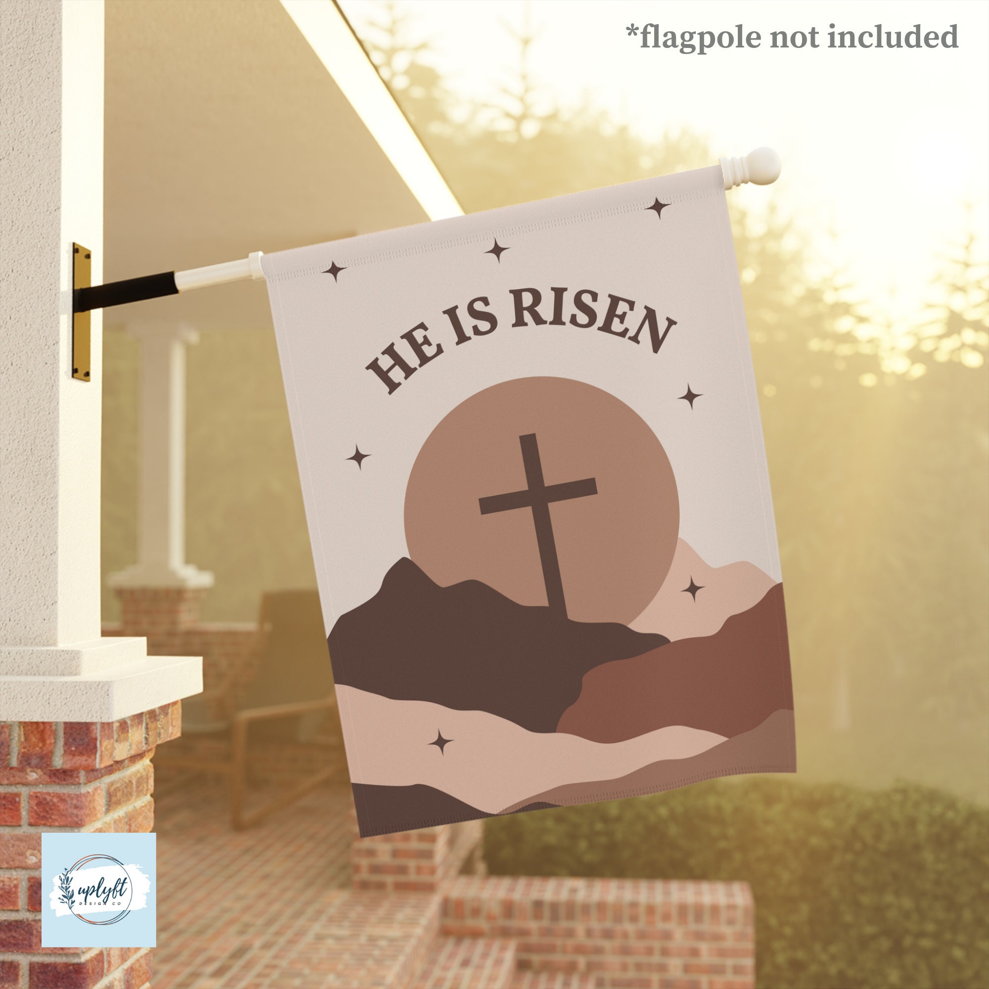 Discover He Is Risen Easter House Flag, Religious Christian Seasonal House Flag