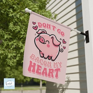 Funny Valentines Day Garden Flag or House Flag w/ Cute Pig, Valentines Day Outdoor Home Decor, Seasonal Welcome Flag, Valentine Yard Art