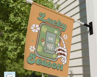 Skeleton St Patricks Day Garden Flag or House Flag, St Patrick's Day Outdoor Home Decor, St Pattys Day Yard Garden Art Seasonal Welcome Flag