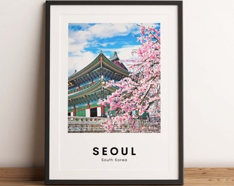 Impresión de viaje de Seúl, cartel de viaje de Seúl, impresión de Corea del Sur, cartel de Corea del Sur, imprimible, descargar