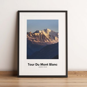 Tour Du Mont Blanc, Tour Du Mont Blanc Poster, Tour Du Mont Blanc Trail Map, Randonnée Europe Poster, Europe Travel Poster