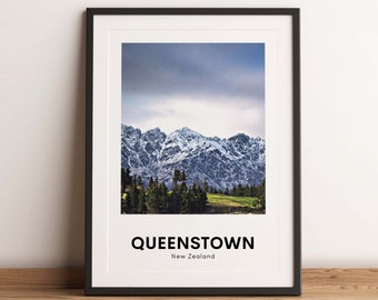 Queenstown Art Print, Queenstown Travel Poster, Queenstown Wall Art , South Island, New Zealand travel poster, Printable, Download