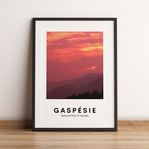 Impresión del Parque Nacional Gaspésie, Cartel del Parque Nacional Gaspésie, Parques Nacionales de Canadá, Cartel de Viajes de Canadá, Parque Nacional Gaspésie, Gaspésie