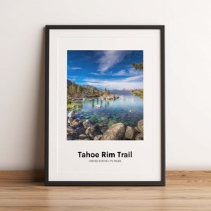 Tahoe Rim Trail Print, Tahoe Rim Trail Poster, Tahoe Trail Map, Randonnée USA Poster, United States Randonnée Print, Nevada Print, Californie