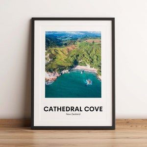 Cathedral Cove  Art Print, Cathedral Cove Travel Poster, Cathedral Cove Wall Art, Coromandel , Cathedral Cove, New Zealand travel poster