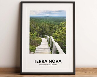 Póster del Parque Nacional Terra Nova, Impresión de Viaje a Canadá (Archivo Digital)
