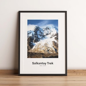 Salkantay Trek, Salkantay Trek Poster, Salkantay Trek Trail Map, Hiking Machu Pichu Poster, Machu Pichu, Peru,