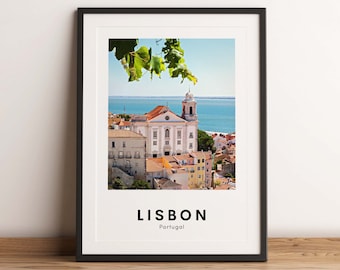 Lisbon Portugal Travel Poster, Cityscape Print