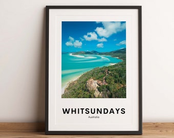 Whitsundays Islands Art Print, Australian Travel Poster