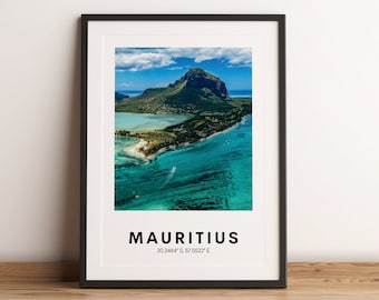 Mauritius Travel Poster, Coastal Print (Digital Download)