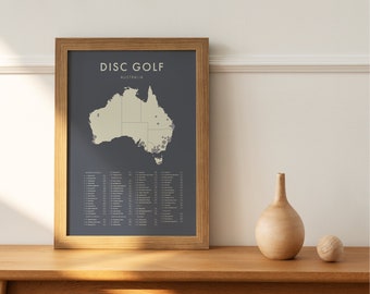 Australia Disc Golf Checklist Poster, Minimalist Wall Art