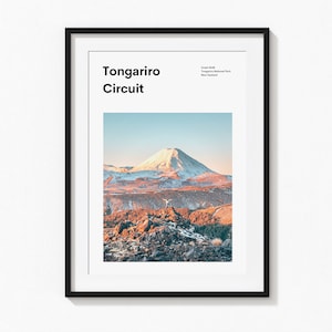 Tongariro Circuit Art Print | Great Walks of New Zealand | NZ Minimalist Travel Poster | South Island NZ | Wall Art Gift NZ Art