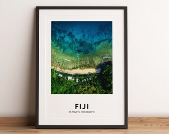 Fiji Aerial Beach Print, Pacific Islands Wall Art (Digital Download)