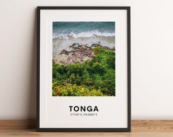 Tonga Coastline Photo Print, Pacific Islands Travel Poster (Digital Download)