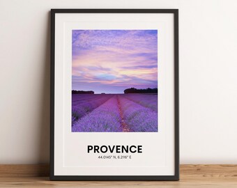 Lavender Field Provence Travel Poster, France Wall Art (Digital Download)