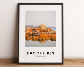 Bay of Fires Tasmania Print, Australia Travel Poster (Digital Download)