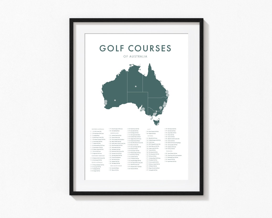 Golf Courses of Australia Checklist Poster, Golf Bucketlist Print ...