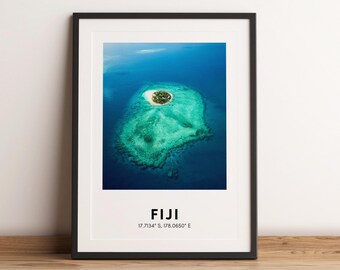 Fiji Island Aerial Print, Pacific Travel Poster (Digital Download)
