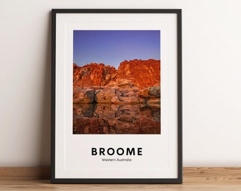 Broome Australia Travel Print, Ocean Rock Reflection Photography (Digital Download)