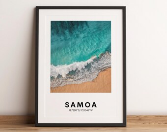 Samoa Beach Print, Aerial Pacific Island Photo (Digital Download)