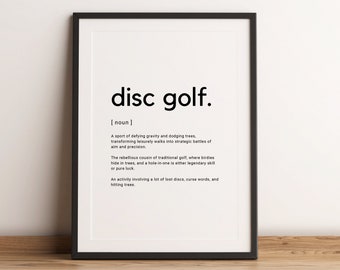Disc Golf Definition Print, Minimalist Wall Art (Digital Download)