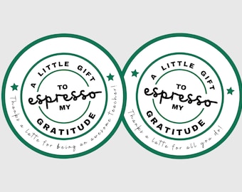 Coffee Thank You Gift, printable , teacher appreciation, friend appreciation, employee appreciation, gift card holder