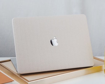 Beige Woven Textures MacBook Case for Air 13 15, Pro 13 14 15 16, A2337 A2681 A2338, 2022 2021 2020 M2/M3 case Personalized Gifts For Her