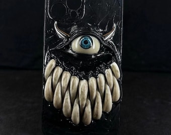 Monster teeth 3D Cream Glue Phone Case, iPhone SE 11 12 13 14 15 Case, Samsung A52 S20 S21 S22 Ultra FE Case, Google Pixel 5 6 7 Pro Case