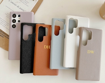 Samsung S23 Ultra Leather Case for S20/ S21/S22/note20, Personalized Vegan Leather Case for iPhone 14 Pro, iPhone 15 14 13 12 11 Pro case