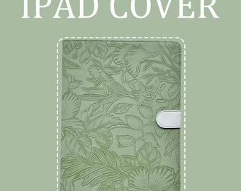 3D Green Flower And Leaf Pattern iPad Case for ipad 9.7-inch 10.2-inch 10.9-inch 11, iPad Air 2 3 4 iPad mini 6 5 4 iPad Pro iPad 2022 2021