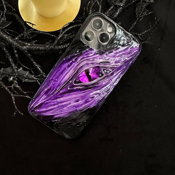 Creepy glowing purple eyes  Phone Case, iPhone SE 12 13 14 15 Case, Samsung A52 S20 S21 S22 Ultra FE Case, Google Pixel 5 6 7 Pro Case