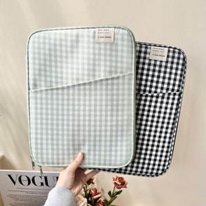 Grün-weiße Schachbrett-Laptoptasche Liner Bag 11 13-Zoll-Hülle für MacBook pro Case Hochwertige Laptoptasche Anpassbare, neue Jobgeschenk Bild 4