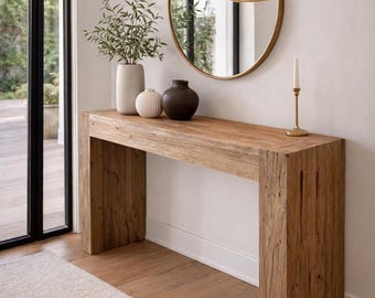 Sleek Recycled Teak Wood Console Table - Entryway table