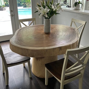 Pedestal Round-Log Live Edge Dining Table - Nook Breakfast Table