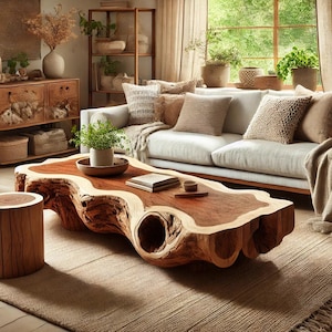 Coffee table live edge solid wood 55 L * 30 W * 18 H