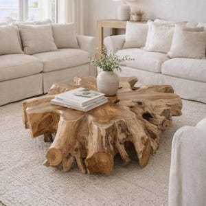 Rustic Luxury – Solid Teak Root Coffee Table