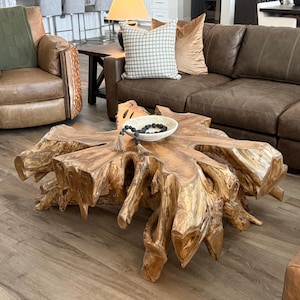 Teak Root Coffee Table, Live Edge Wood Coffee Table, Modern Rustic Table, Reclaimed Teak Furniture, Unique Statement Table