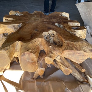 Teak root rectangular coffee table