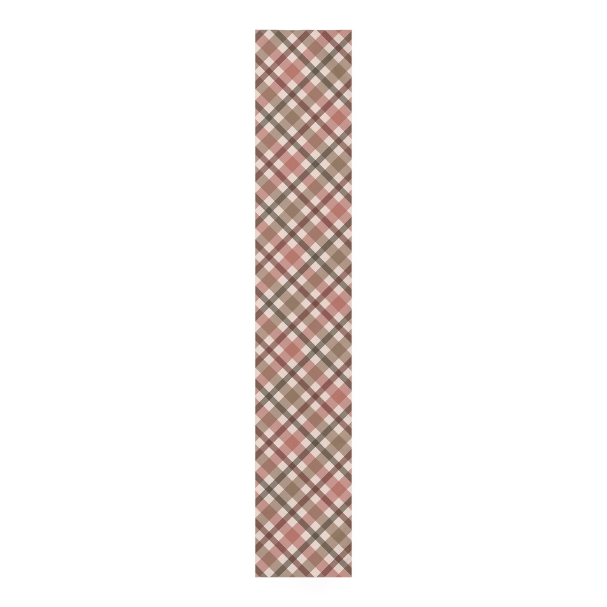 Classic Brown Red Cream Checkered Table Runner Dining Room Etsy
