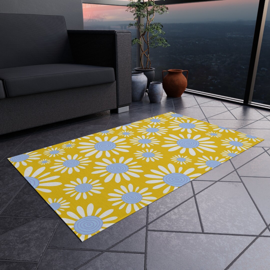 Summer Meadow Daisy Outdoor Rug Meadow Daisies Outdoor Rug Etsy