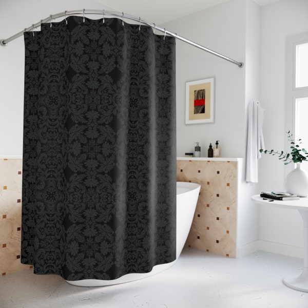 Damask Print Pattern Bathroom Shower Curtain