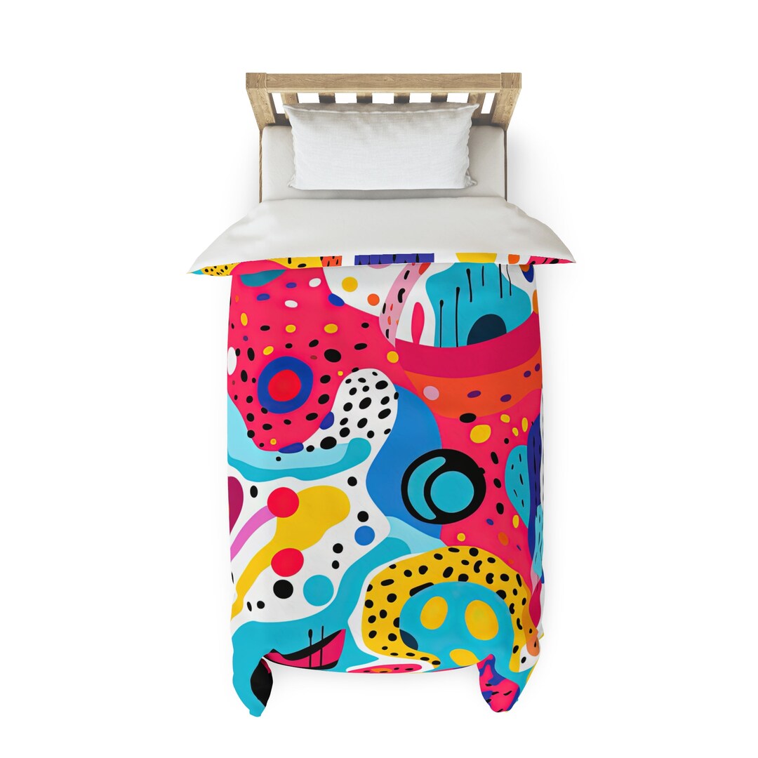 Abstract Pop Art Twin Duvet Cover Art Deco Pinks and Teals Etsy